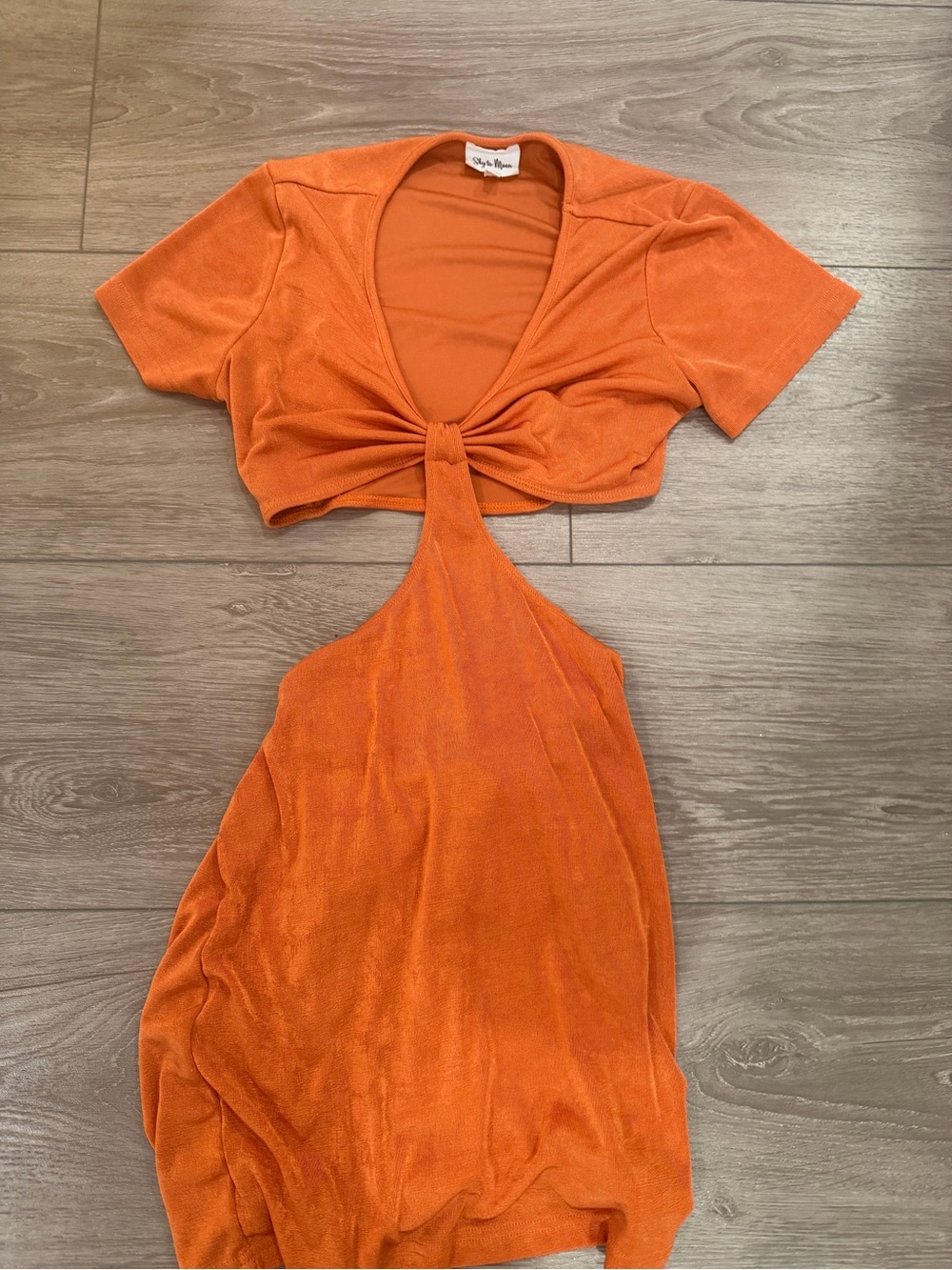Tie-Front Mini Dress in Bright Orange